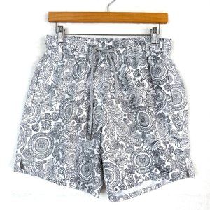 Bugatchi Uomo Swim Trunks Board Shorts Mens S White Black Outline Lined